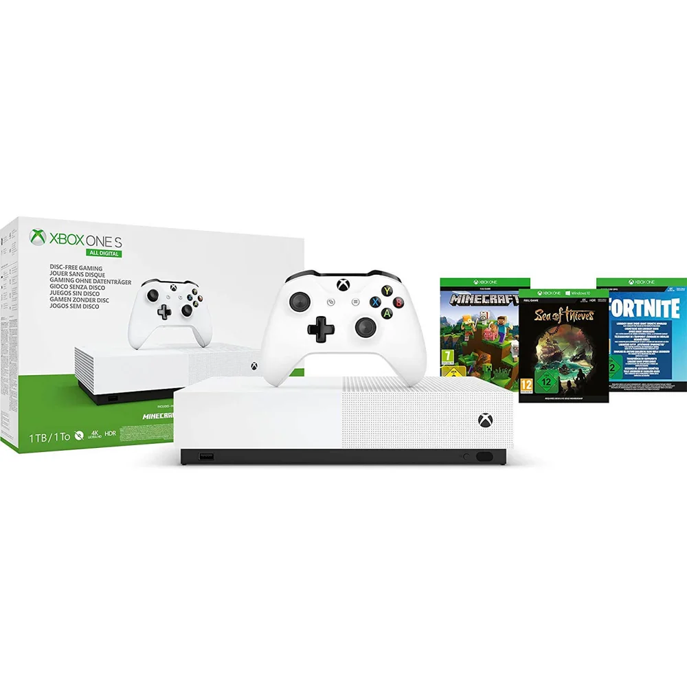 Xbox One S 1TB All Digital Edition Console & 3 Game Bundle Afbeelding 1