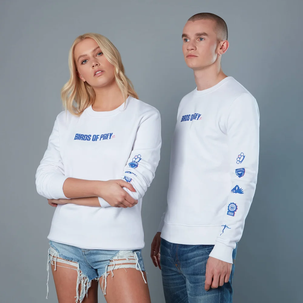 Emblem Sleeve Unisex Birds of Prey Sweatshirt - White - S Afbeelding 1