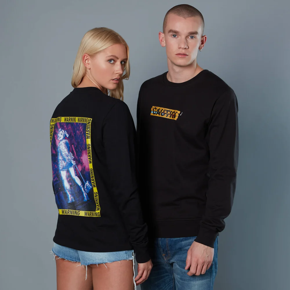 Harley Quinn Caution Sign Unisex Birds of Prey Sweatshirt - Black - S Afbeelding 1