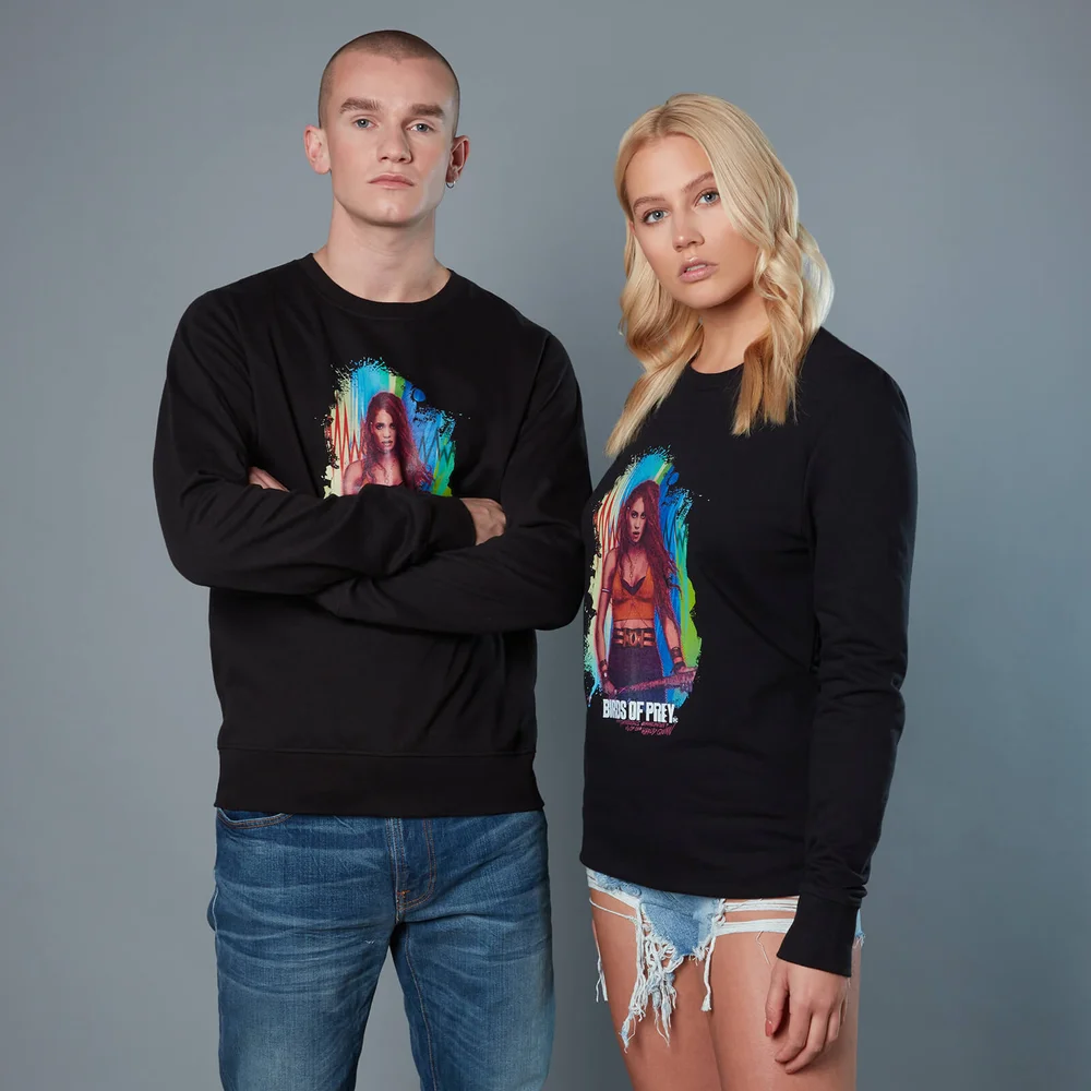 Black Canary Acylic Background Unisex Birds of Prey Sweatshirt - Black - S Afbeelding 1
