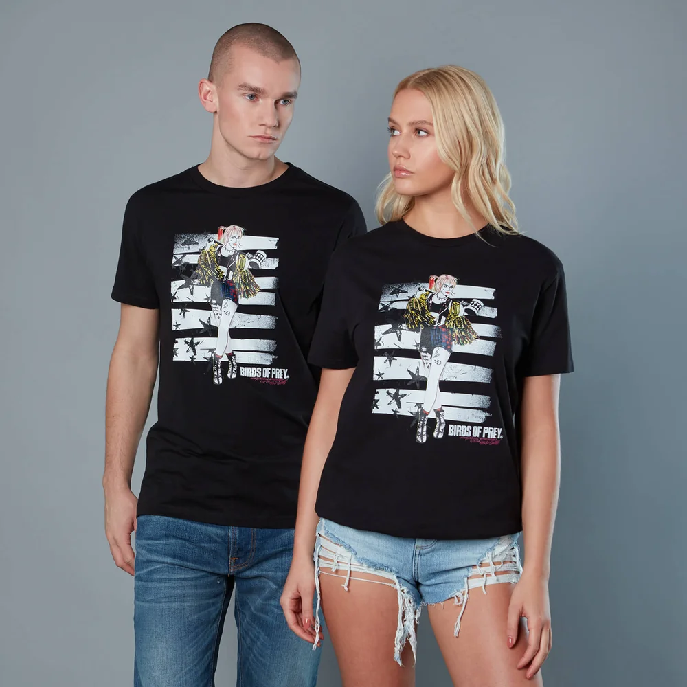 Harley Quinn Block Panel Unisex Birds of Prey T-Shirt - Black - S Afbeelding 1