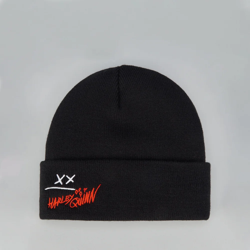 Harley Quinn Beanie Hat With Embroidery - Black Afbeelding 1