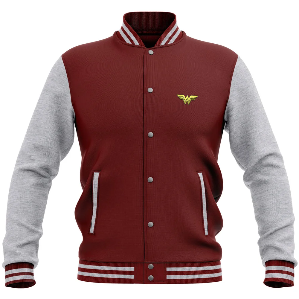 DC Comics Wonder Woman Varsity Jacket - Burgundy / Grey - S - Burgundy / Grey Afbeelding 1