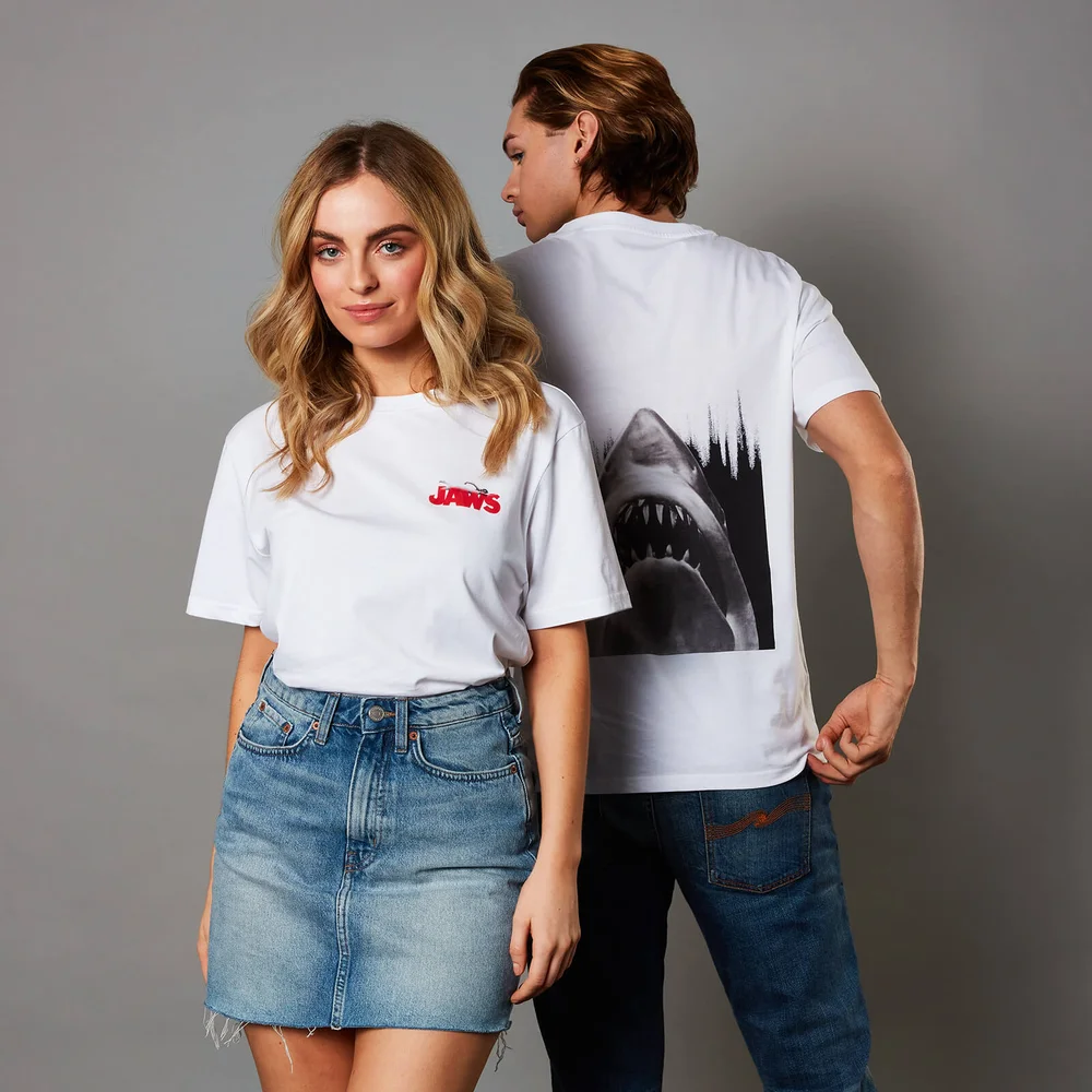 Jaws Unisex T-Shirt - White - S Afbeelding 1