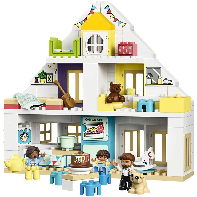 LEGO 10929 DUPLO Town Modulair Speelhuis 3-in-1 Set, Poppenhuis met Poppetjes en Dieren voor Kinderen van 2 Jaar en Ouder