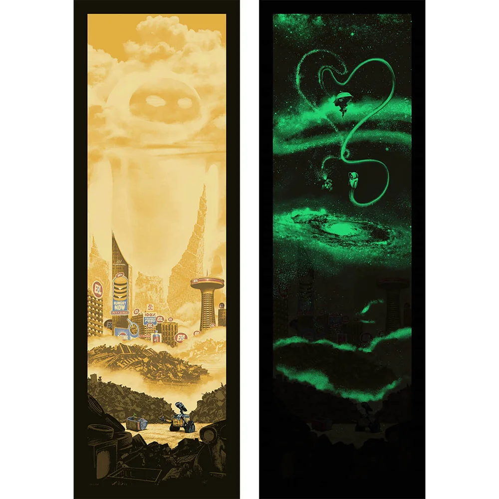 Wall-E "Out There" by Mark Englert Limited Edition Screenprint Print - Glow in the Dark Afbeelding 1