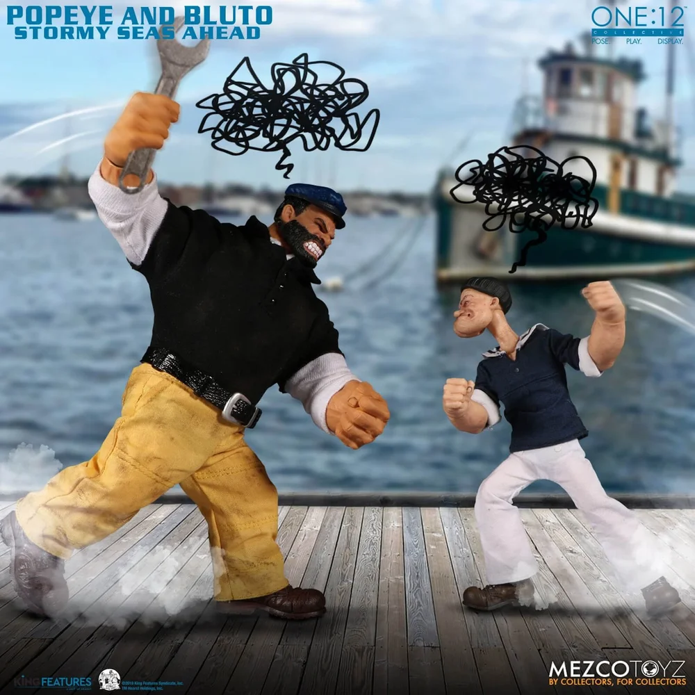 Mezco One:12 Collective Popeye and Bluto: Stormy Seas Ahead Deluxe Action Figures Box Set Afbeelding 1