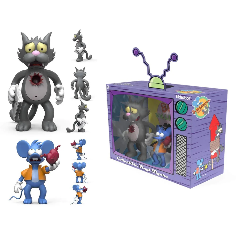 Kidrobot The Simpsons Itchy and Scratchy Medium Vinyl Figuren Afbeelding 1