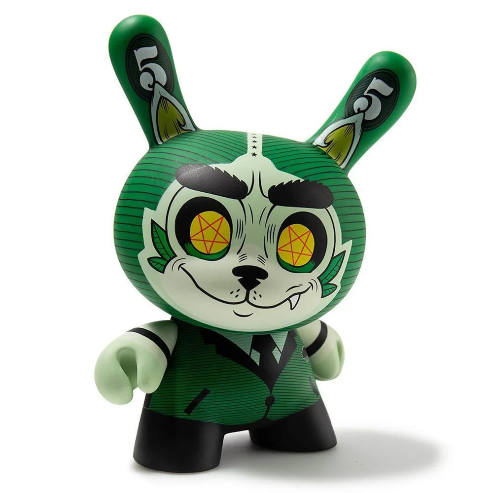 Kidrobot Cash Wolf Green door Josh Divine 12,5 cm Dunny Vinylfiguur Afbeelding 1