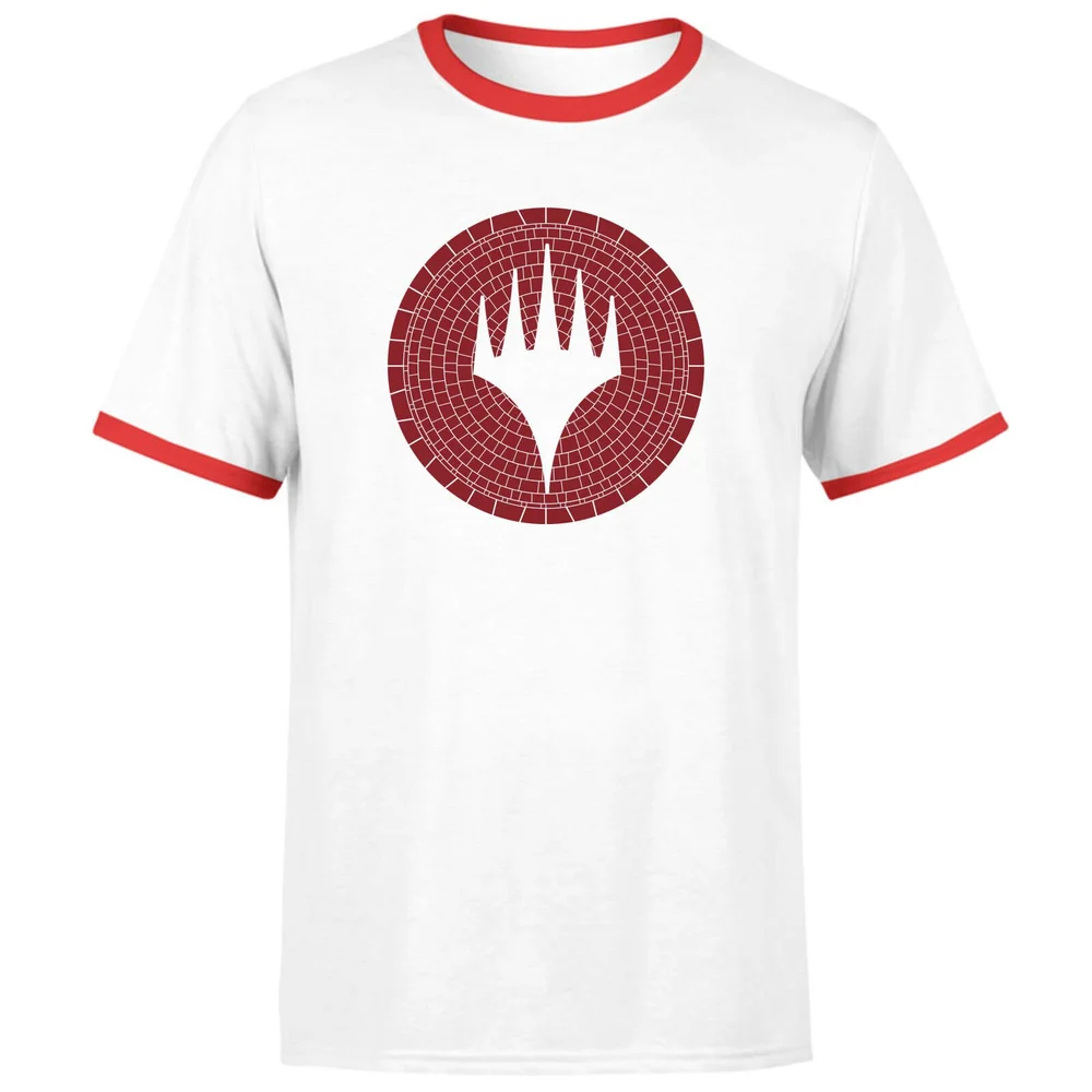 Magic: The Gathering Theros: Beyond Death Planeswalker Symbol Unisex Ringer T-Shirt - White/Red - S Afbeelding 1