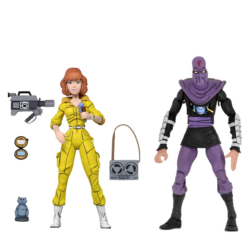 NECA Teenage Mutant Ninja Turtles Cartoon Series April O'Neil and Foot Soldier 2 Pack Afbeelding 1