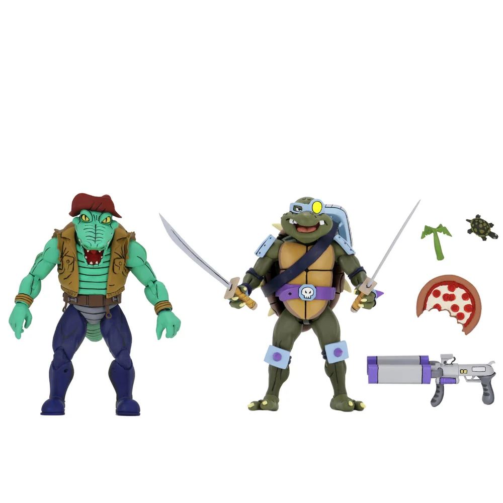 NECA Teenage Mutant Ninja Turtles Cartoon Series Leather Head and Slash 2 Pack Afbeelding 1