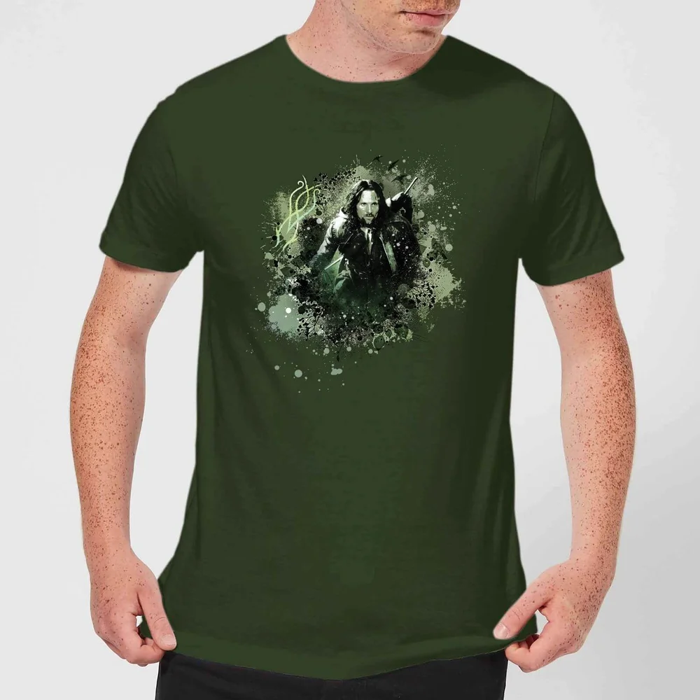 The Lord Of The Rings Aragorn Colour Splash Men's T-Shirt - Forest Green - S Afbeelding 1
