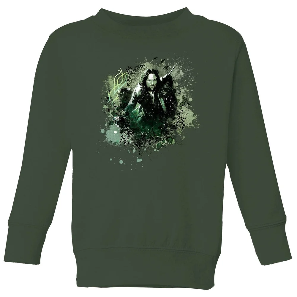 The Lord Of The Rings Aragorn Colour Splash Kids' Sweatshirt - Forest Green - 98/104 (3-4 jaar) Afbeelding 1