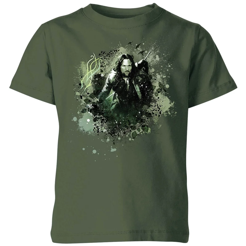 The Lord Of The Rings Aragorn Colour Splash Kids' T-Shirt - Forest Green - 98/104 (3-4 jaar) Afbeelding 1