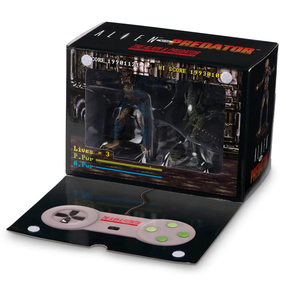 Eaglemoss Alien v Predator Video Game Figurine 2-Pack Set - SNES Video Game Paint Variant Afbeelding 1
