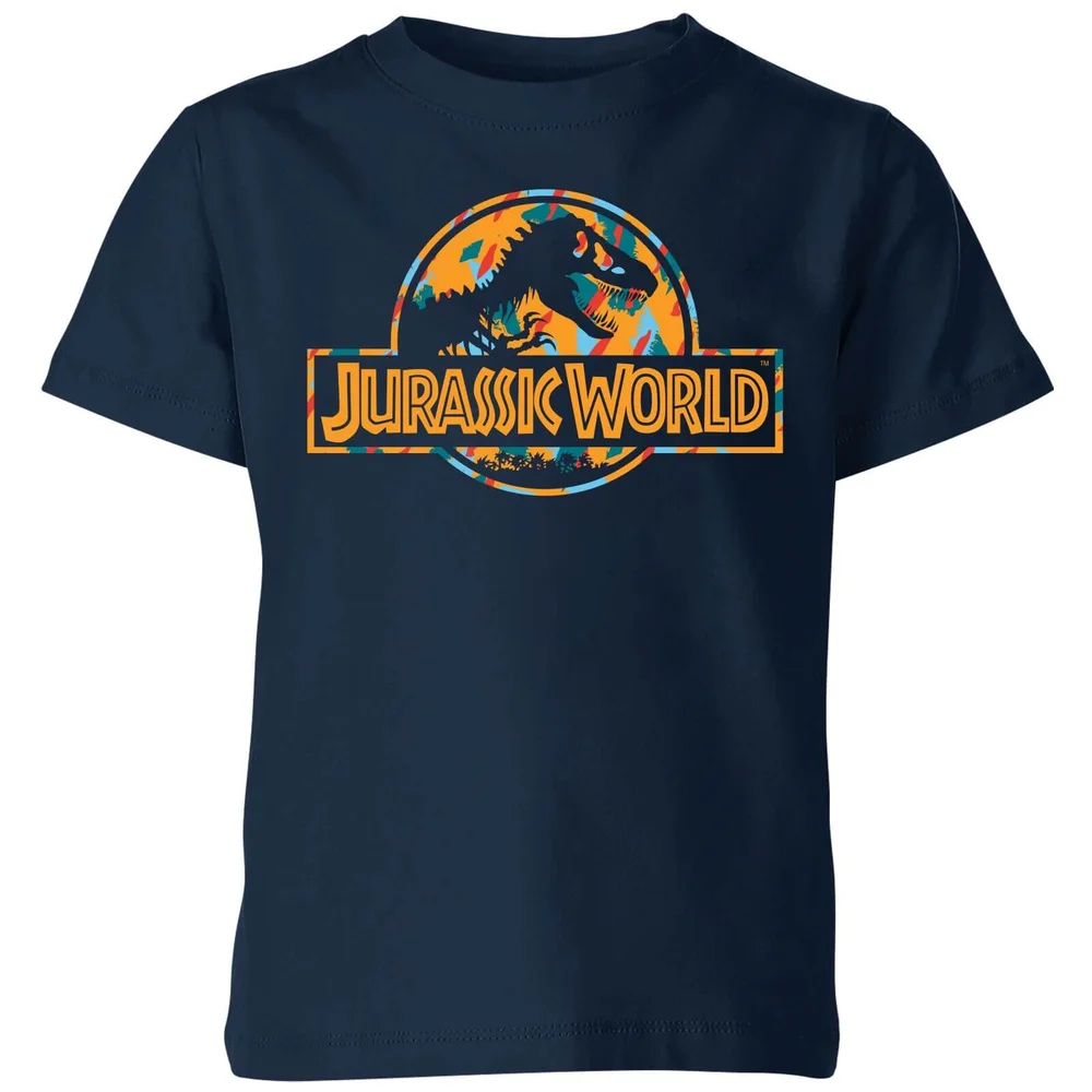 Jurassic Park Logo Tropical Kids' T-Shirt - Navy - 98/104 (3-4 jaar) Afbeelding 1