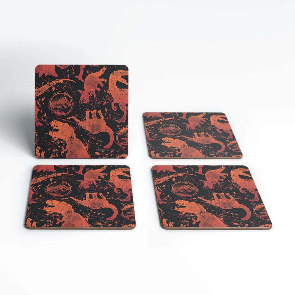 Jurassic Park Dinosaur Pattern Coaster Set Afbeelding 1