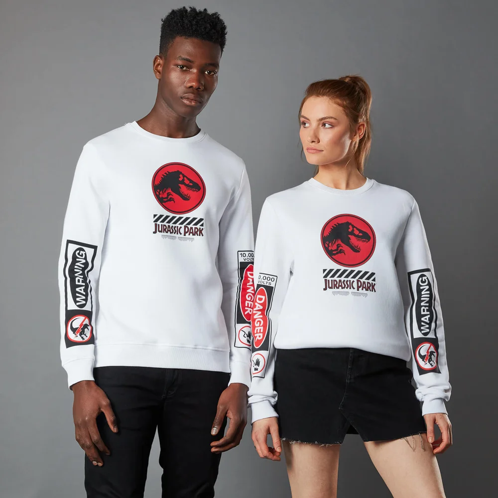 Jurassic Park Primal Warning Unisex Sweatshirt - Wit - S Afbeelding 1