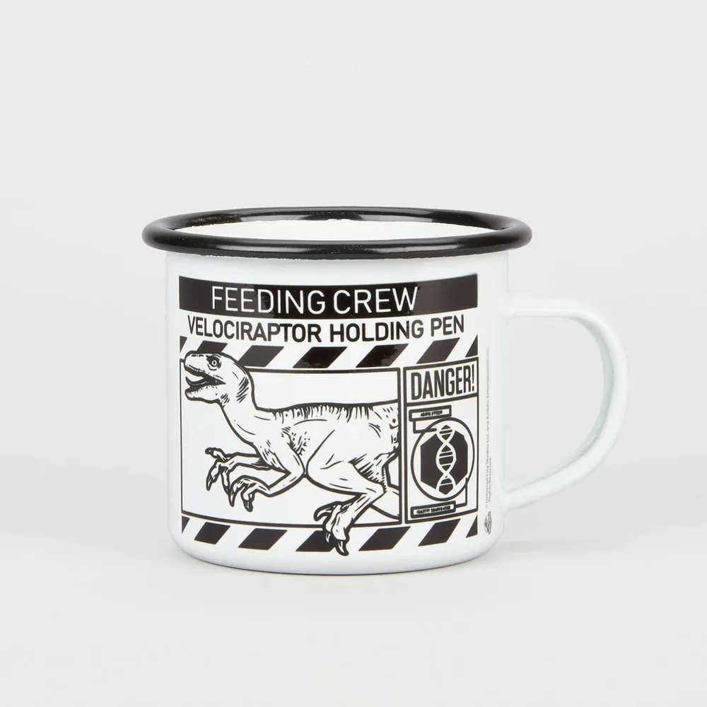 Jurassic Park Primal Raptor Holding Pen Enamel Mug - Wit - Zwarte rand Afbeelding 1