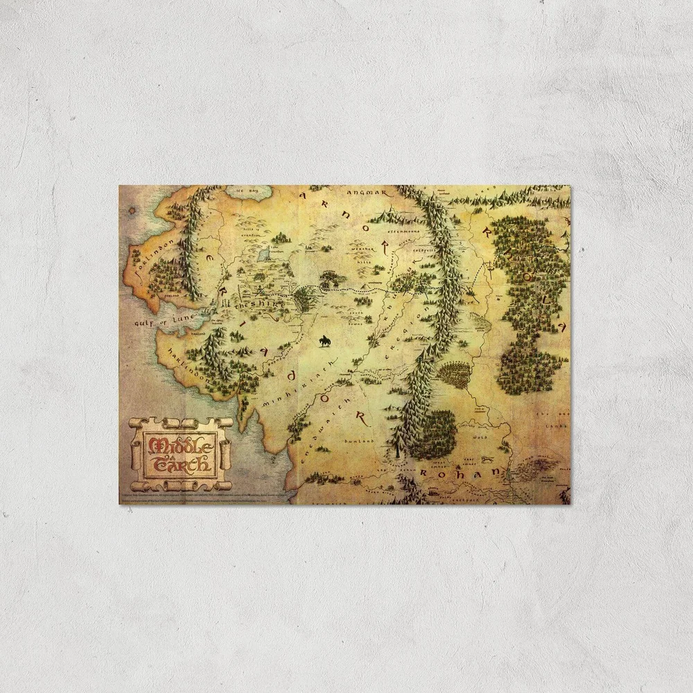 Lord Of The Rings Map Giclee Art Print - A4 - Print Only Afbeelding 1
