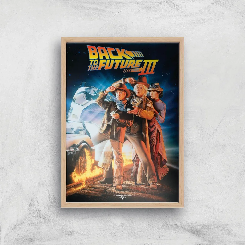 Back To The Future Part 3 Giclee Art Print - A2 - Wooden Frame Afbeelding 1