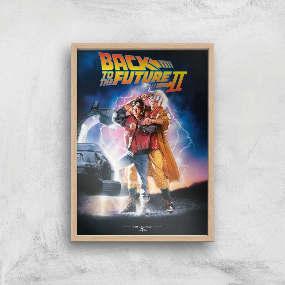 Back To The Future Part 2 Giclee Art Print - A4 - Wooden Frame Afbeelding 1
