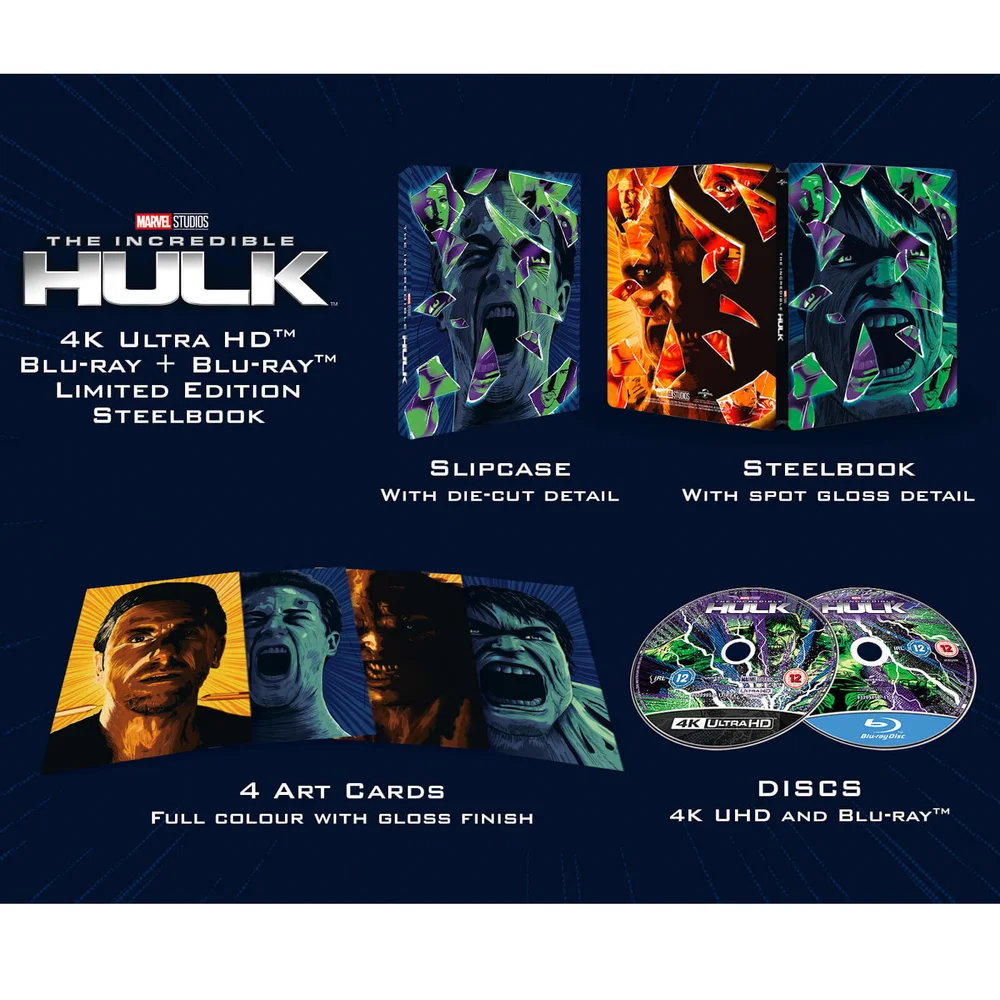 The Incredible Hulk (2008) - Zavvi Exclusief 4K Ultra HD Steelbook (Inclusief 2D Blu-ray) Afbeelding 1