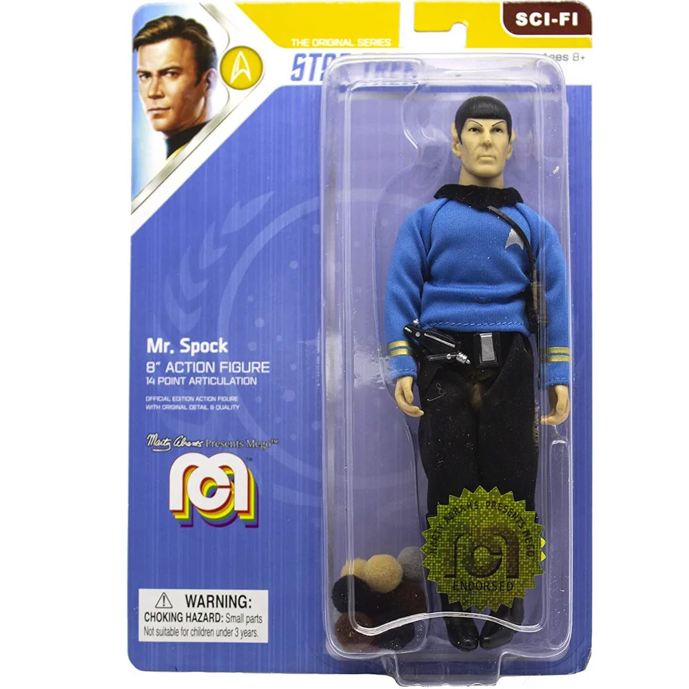 Mego Star Trek - Mr. Spock - Blue Shirt and Tribbles 8 Inch Action Figure Afbeelding 1