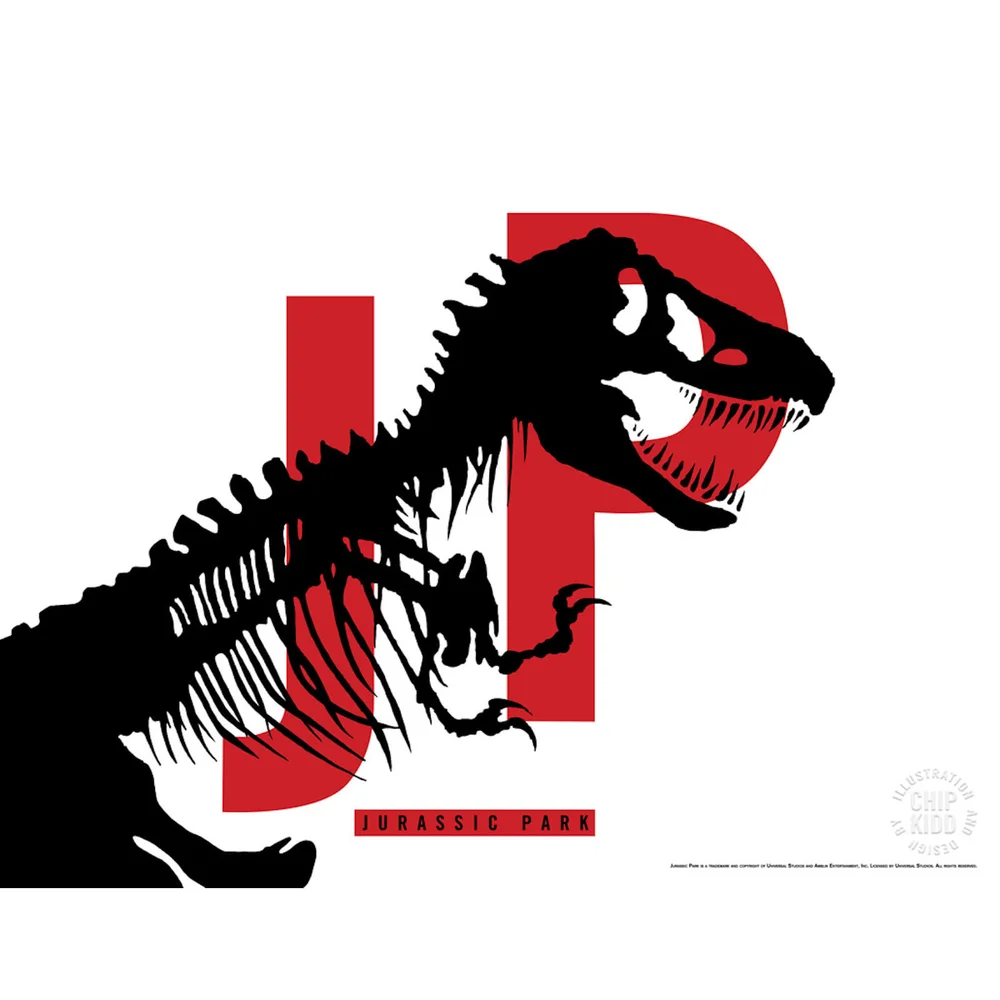 Jurassic Park Originele Logo Screenprint met Letterpress door Chip Kidd - Wit Afbeelding 1