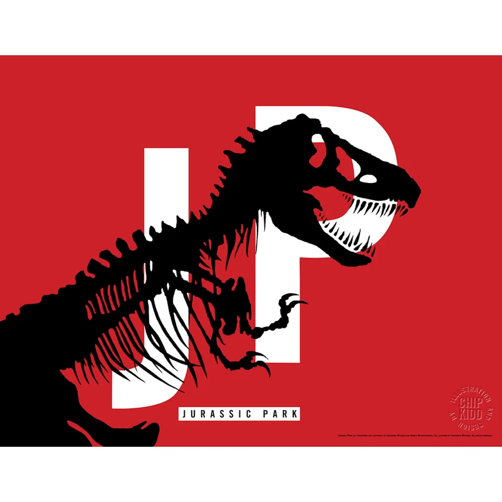 Jurassic Park Originele Logo Screenprint met Letterpress door Chip Kidd - Rood Afbeelding 1