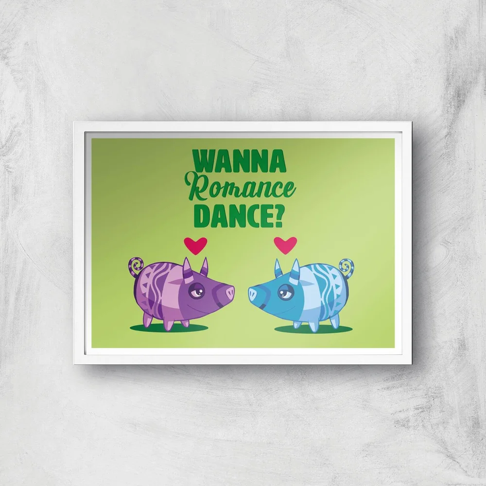 Viva Piñata Wanna Romance Dance Pig Art Print Giclee Art Print - A2 - White Frame Afbeelding 1