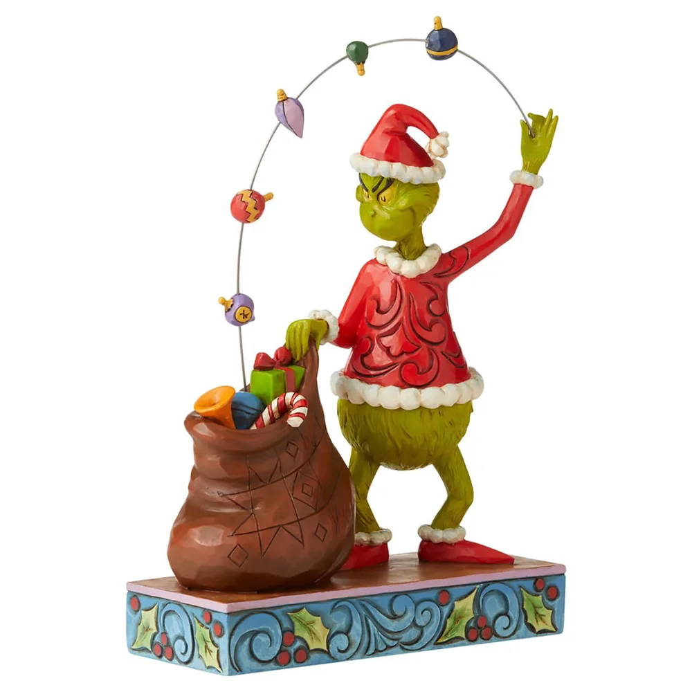 The Grinch door Jim Shore Grinch Jongleert Ornamenten in een Zak beeldje 22cm Afbeelding 1