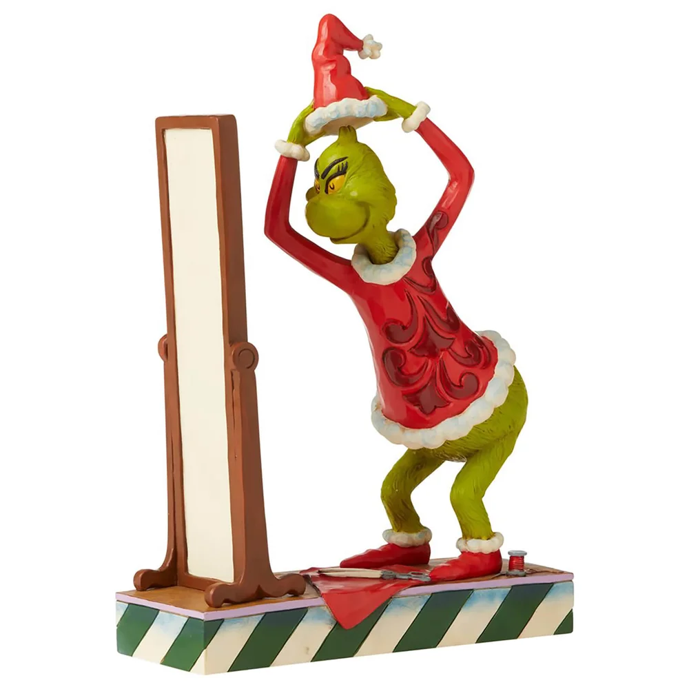 The Grinch door Jim Shore Grinch Krijgt Gekleed In Kerstman Pak Beeldje 22,5 cm Afbeelding 1