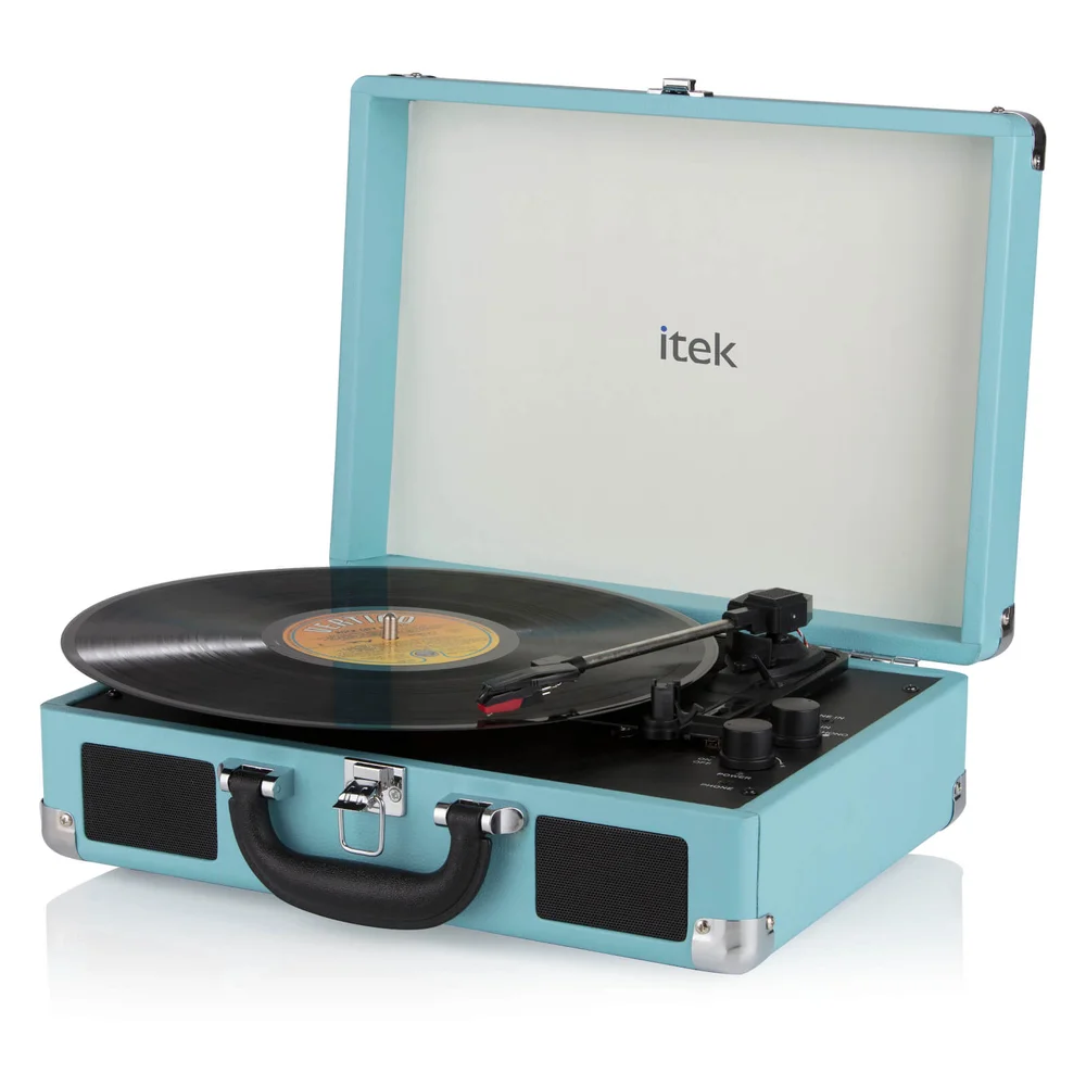 iTek Portable Turntable with Built-in Speakers - Blue Afbeelding 1