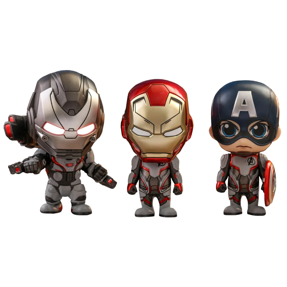 Hot Toys Avengers: Endgame Cosbaby Captain America, Iron Man en War Machine - Maat S (Team Suit Versie) (Set van 3) Afbeelding 1