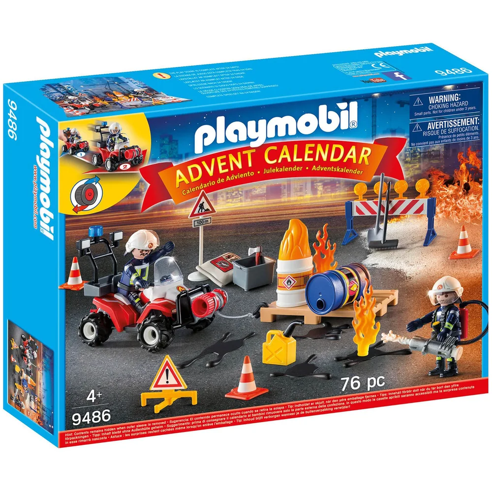 Playmobil Advent Calendar - Construction Site Fire Rescue with Pullback Motor (9486) Afbeelding 1