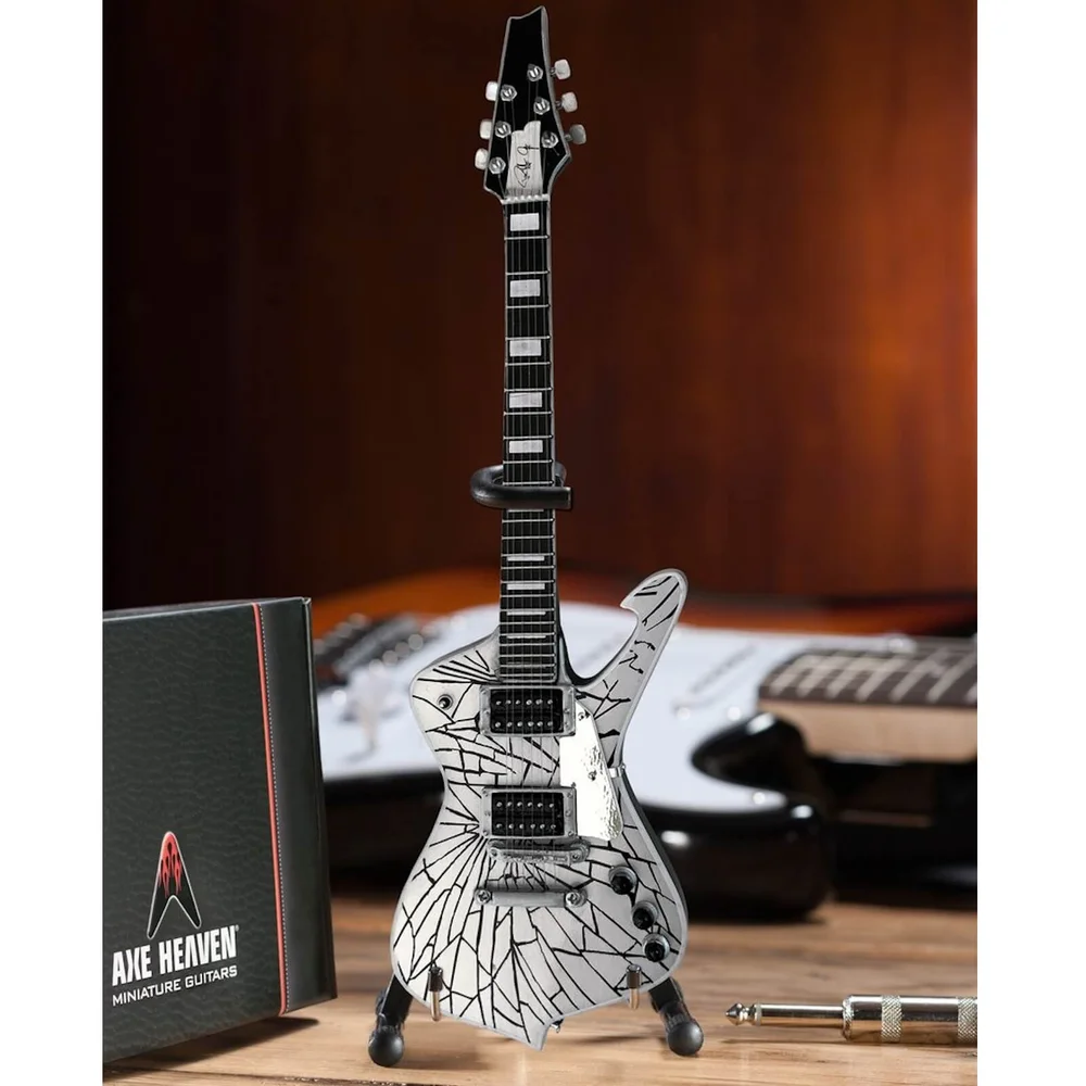 Axe Heaven KISS Paul Stanley Gebarsten Spiegel Iceman Miniatuur Gitaar Replica Afbeelding 1