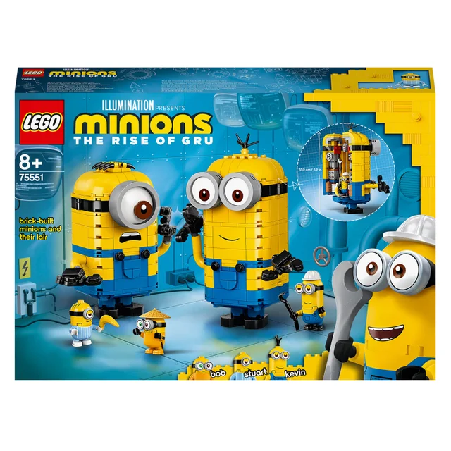 LEGO 75551 Minions Minions Displaymodellen van Stenen met Poppetjes van Stuart, Kevin & Bob voor Kinderen vanaf 8 Jaar