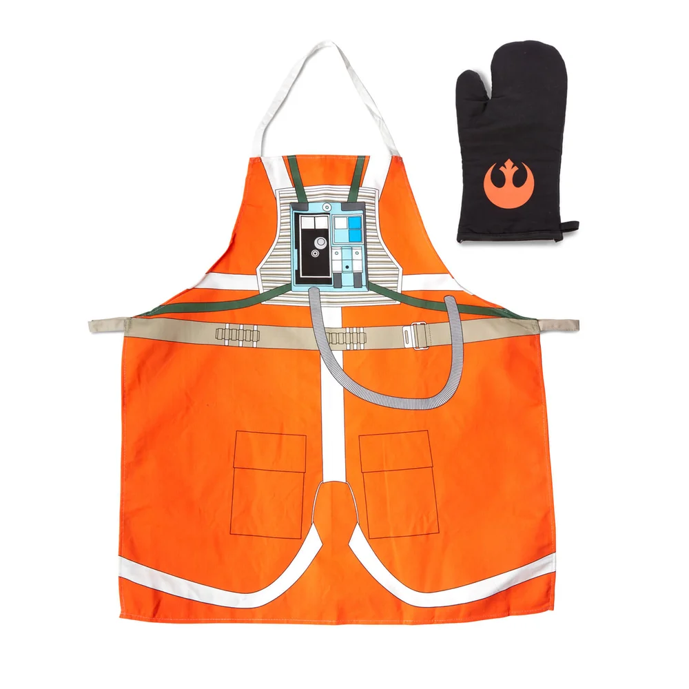 Star Wars Luke Pilot Apron & Oven Mitt Set In Glass Pot Afbeelding 1