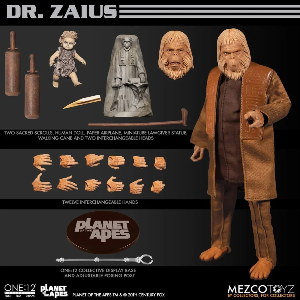Mezco One:12 Collective Planet of the Apes (1968) Dr. Zaius Actiefiguur Afbeelding 1