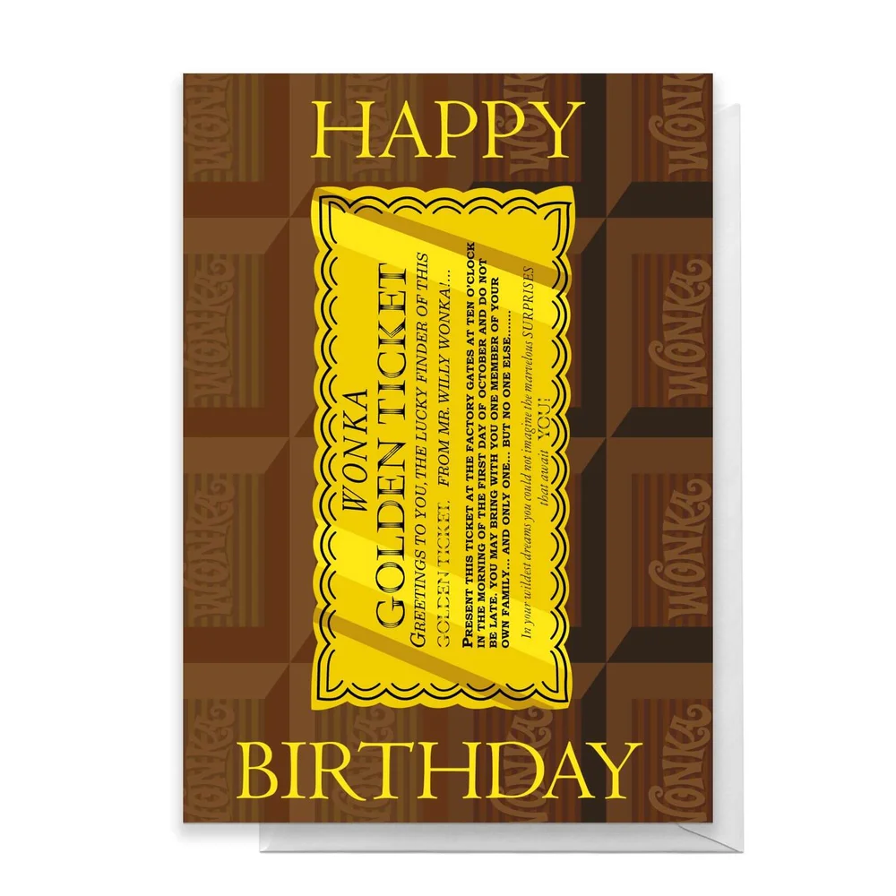 Willy Wonka Golden Ticket Birthday Greetings Card - Standard Card Afbeelding 1