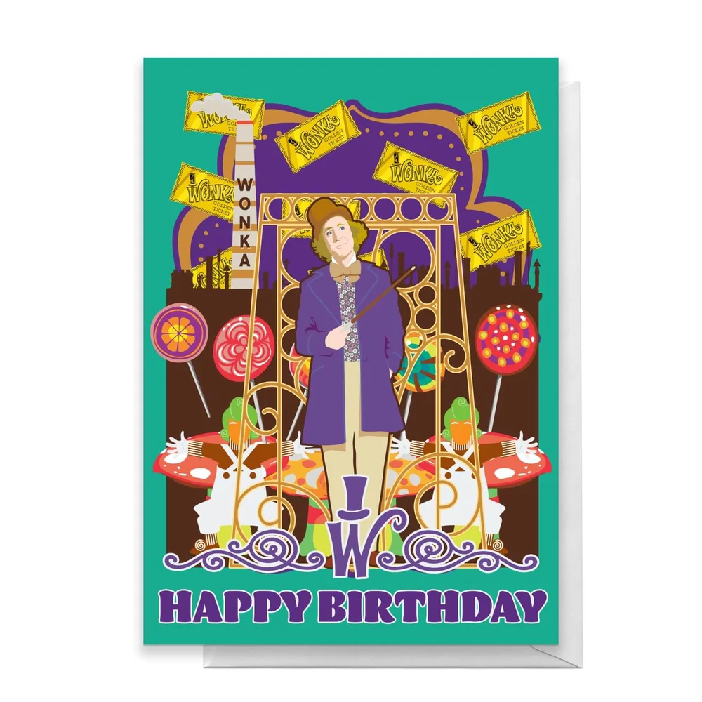 Willy Wonka Birthday Greetings Card - Standard Card Afbeelding 1
