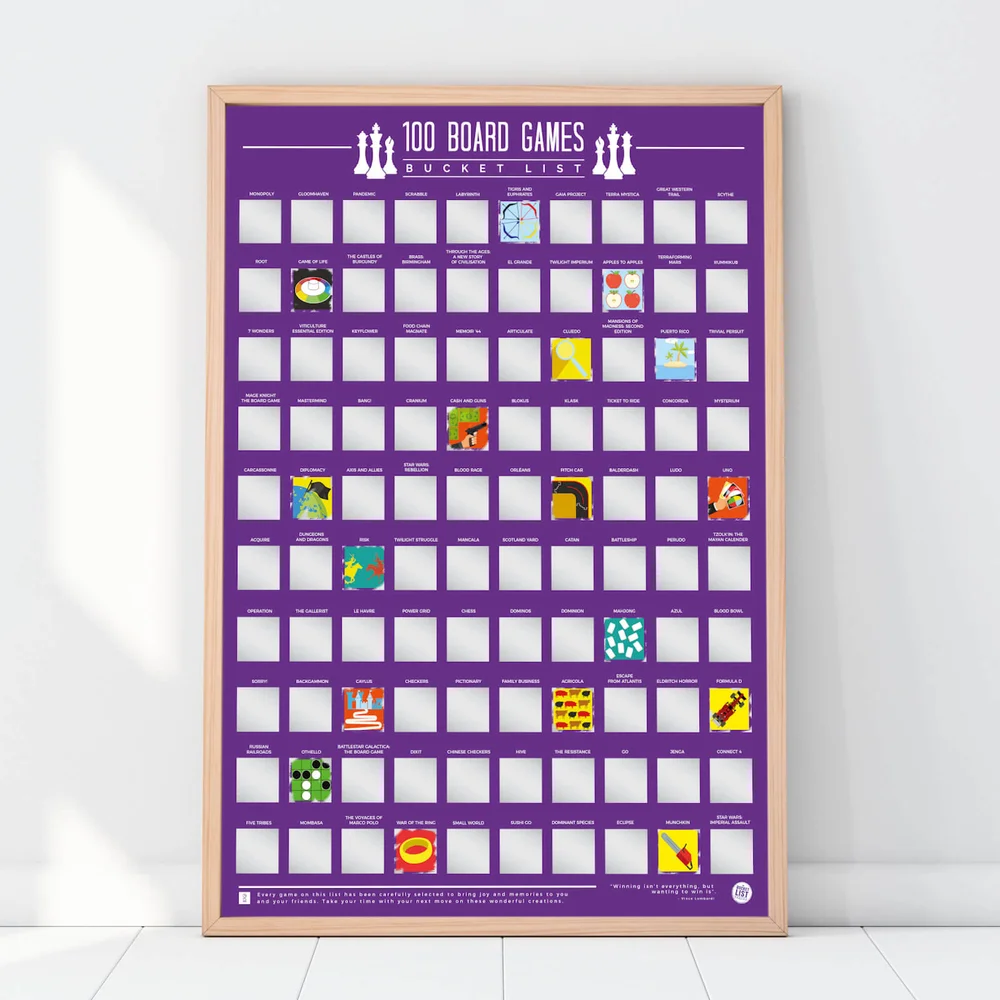 100 Bordspellen afkrassen Bucket List Poster Afbeelding 1