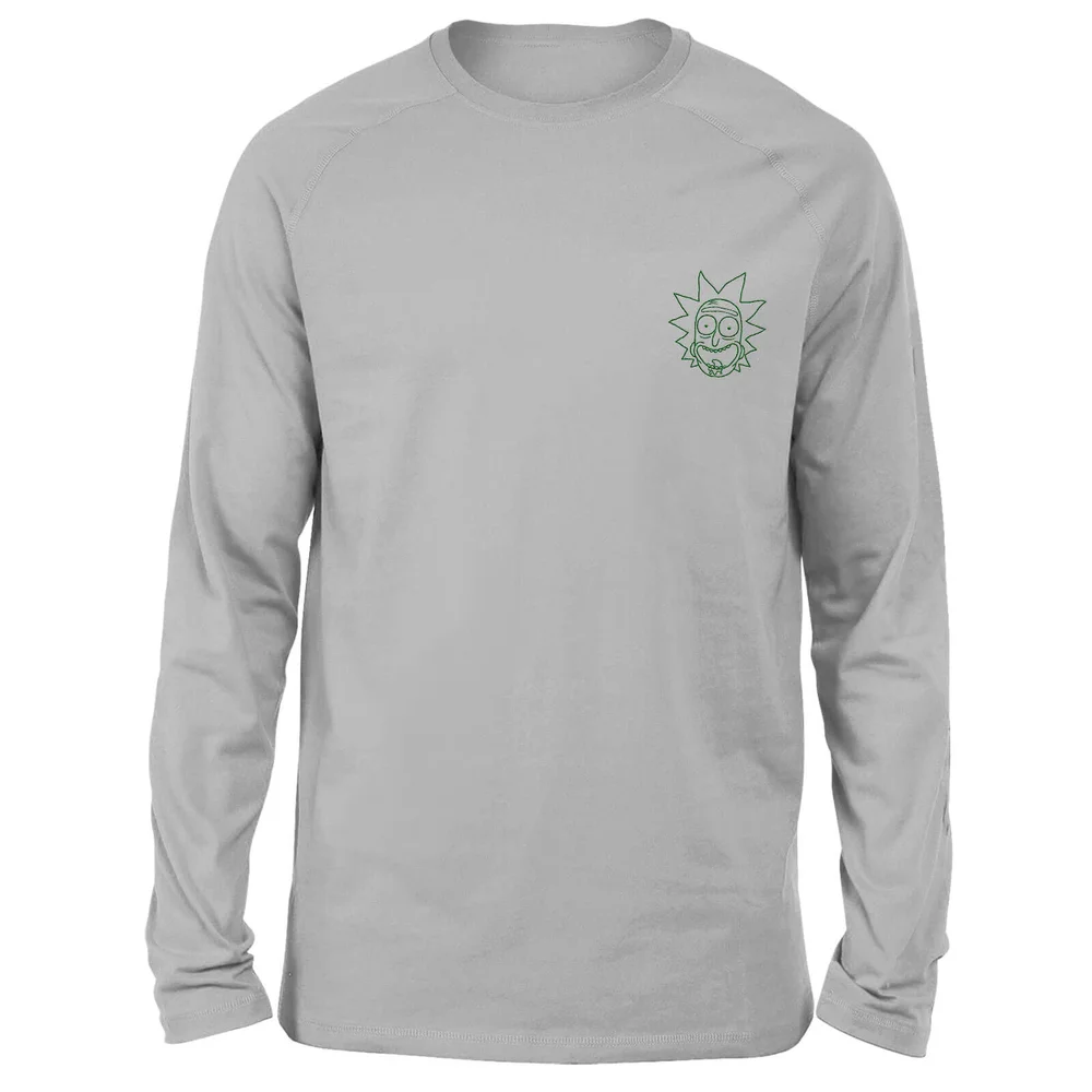 Rick and Morty Rick Embroidered Unisex Long Sleeved T-Shirt - Grey - S Afbeelding 1