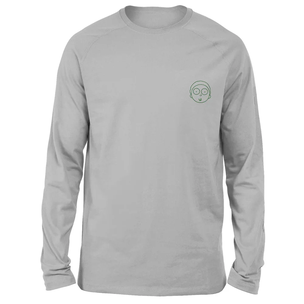 Rick and Morty Morty Embroidered Unisex Long Sleeved T-Shirt - Grey - S Afbeelding 1