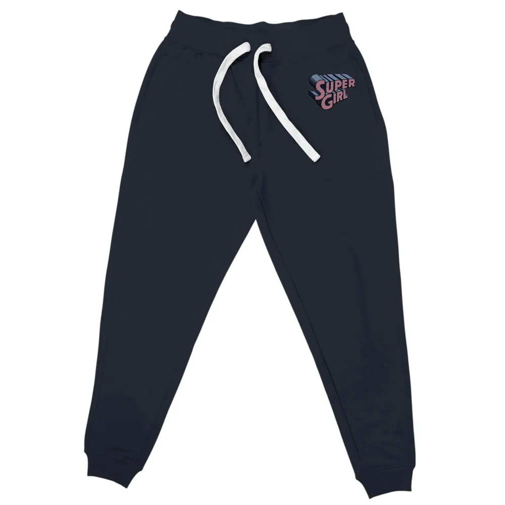 DC Super Girl Embroidered Unisex Joggers - Navy - S Afbeelding 1