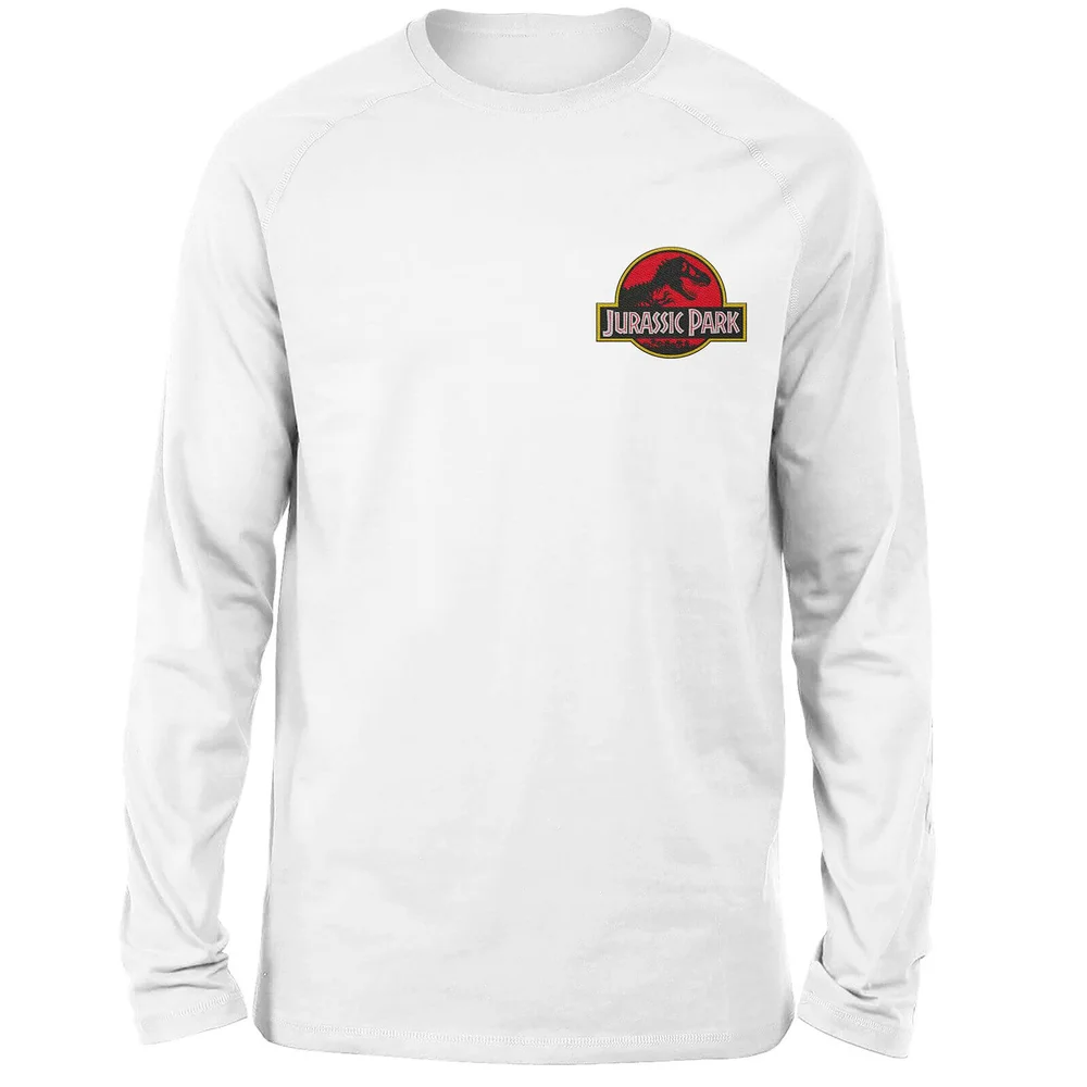 Jurassic Park Logo Embroidered Unisex Long Sleeved T-Shirt - White - S Afbeelding 1