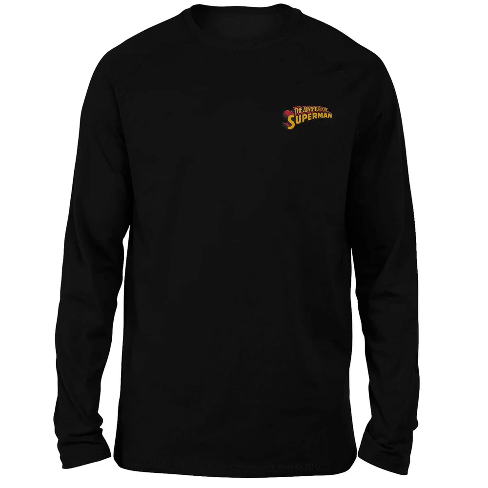 DC Superman Embroidered Unisex Long Sleeved T-Shirt - Black - S Afbeelding 1