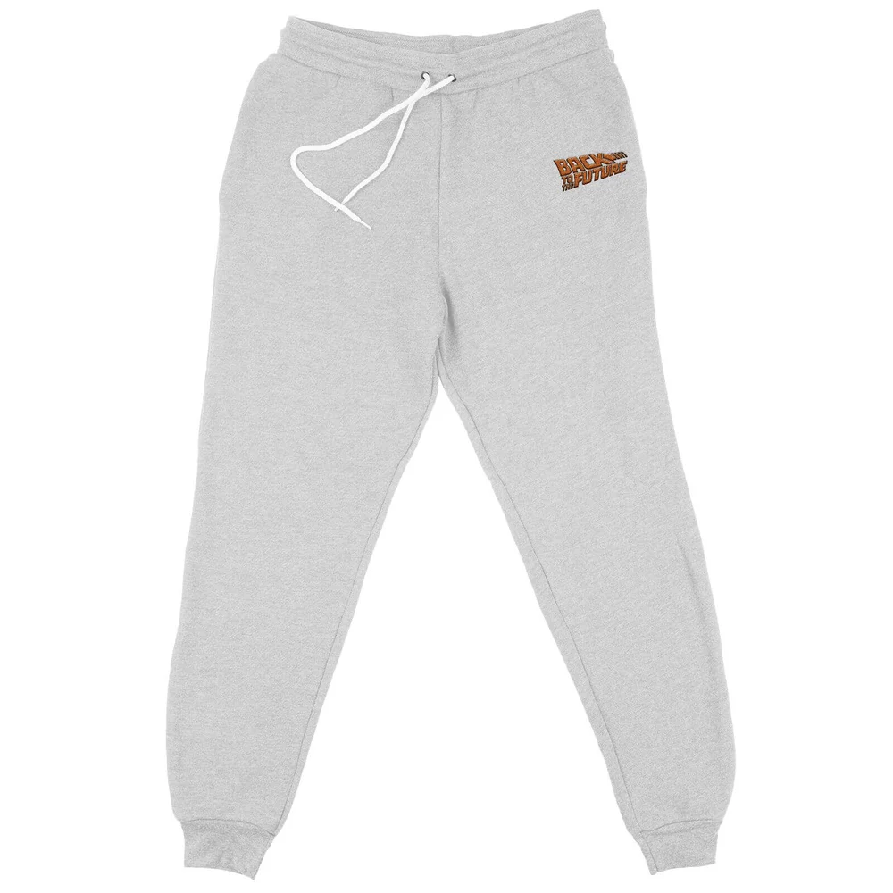 Back To The Future Logo Embroidered Unisex Joggers - Grey - S Afbeelding 1